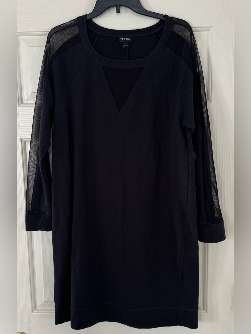 torrid Black Long Sleeve Mesh-Panel Sweatshirt Dress